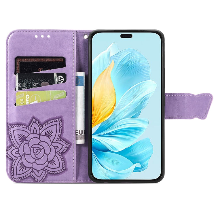 For Honor 200 Lite Global Butterfly Love Flower Embossed Leather Phone Case