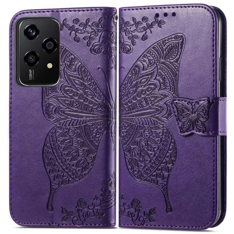 For Honor 200 Lite Global Butterfly Love Flower Embossed Leather Phone Case