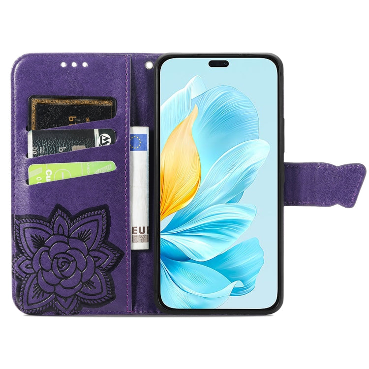 For Honor 200 Lite Global Butterfly Love Flower Embossed Leather Phone Case