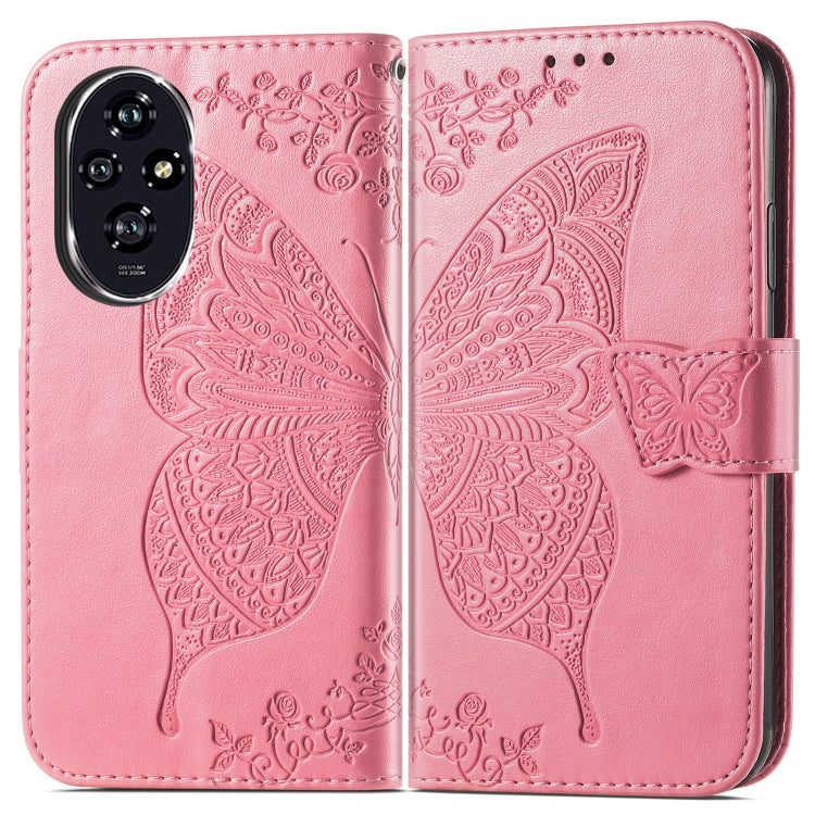 For Honor 200 Pro Butterfly Love Flower Embossed Leather Phone Case