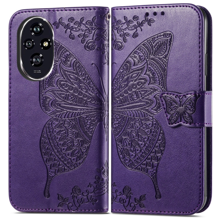 For Honor 200 Pro Butterfly Love Flower Embossed Leather Phone Case