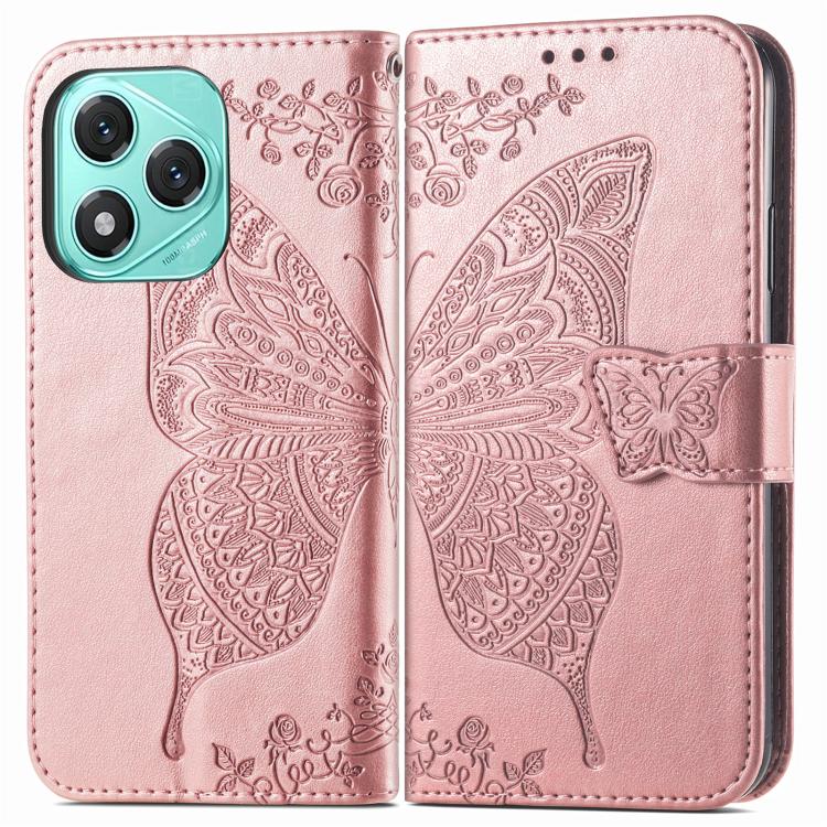 For Honor 400 Lite Global Butterfly Love Flower Embossed Leather Phone Case