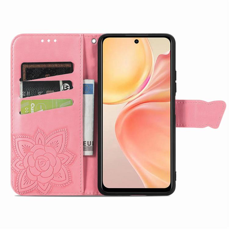 For Honor 400 Lite Global Butterfly Love Flower Embossed Leather Phone Case