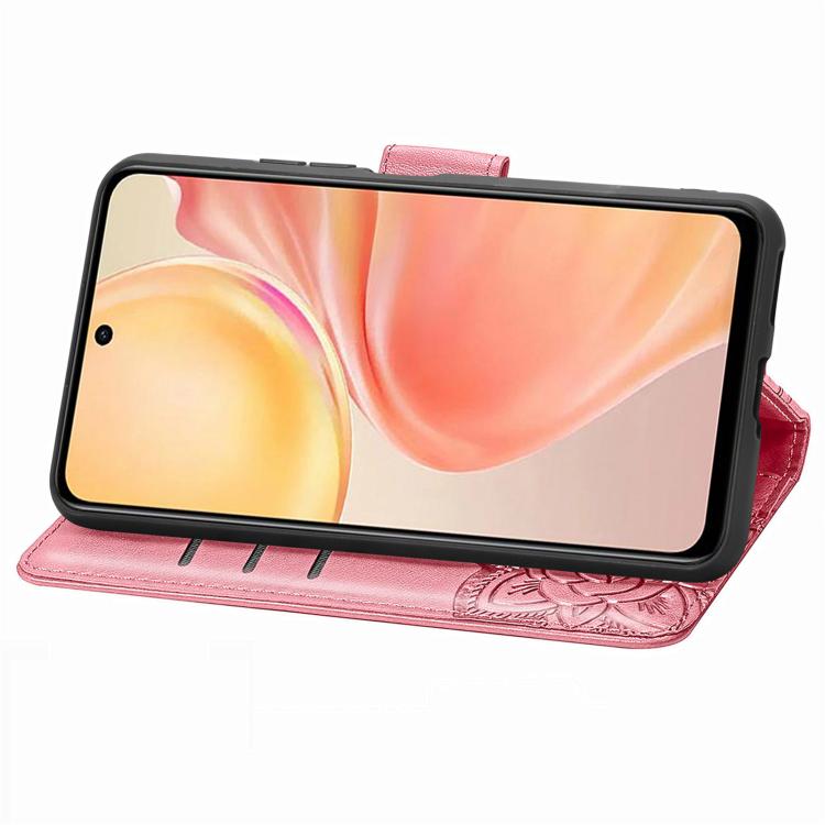 For Honor 400 Lite Global Butterfly Love Flower Embossed Leather Phone Case