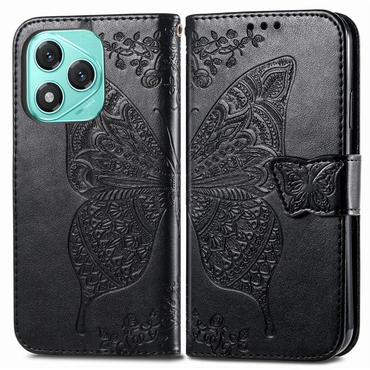For Honor 400 Lite Global Butterfly Love Flower Embossed Leather Phone Case