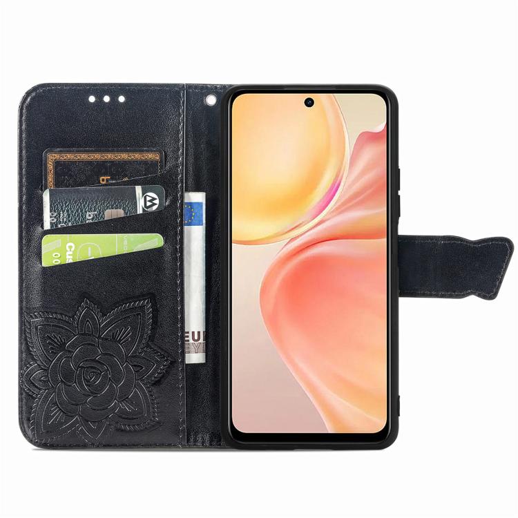 For Honor 400 Lite Global Butterfly Love Flower Embossed Leather Phone Case