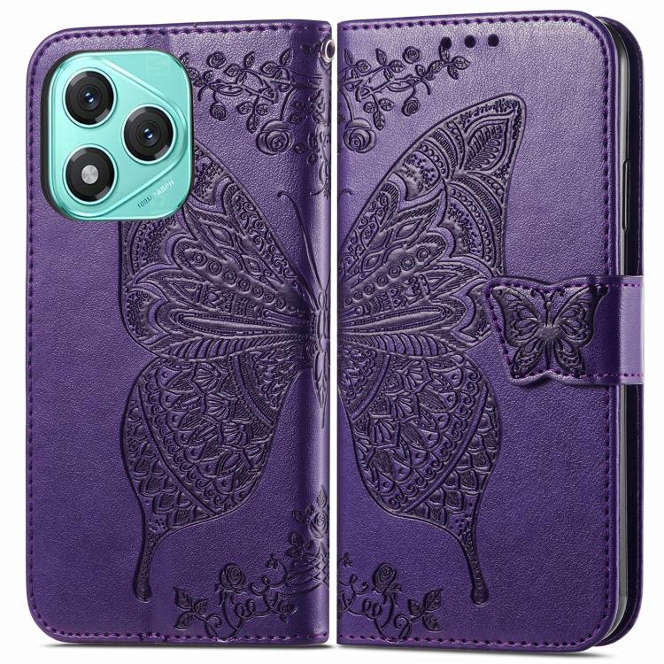 For Honor 400 Lite Global Butterfly Love Flower Embossed Leather Phone Case