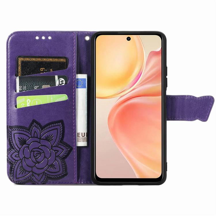 For Honor 400 Lite Global Butterfly Love Flower Embossed Leather Phone Case