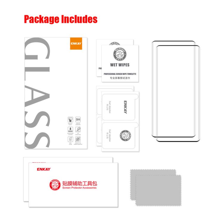 For Honor X60 Pro / X9c 2pcs ENKAY Hat-Prince Hot Bending Full Coverage Side Glue Tempered Glass Film