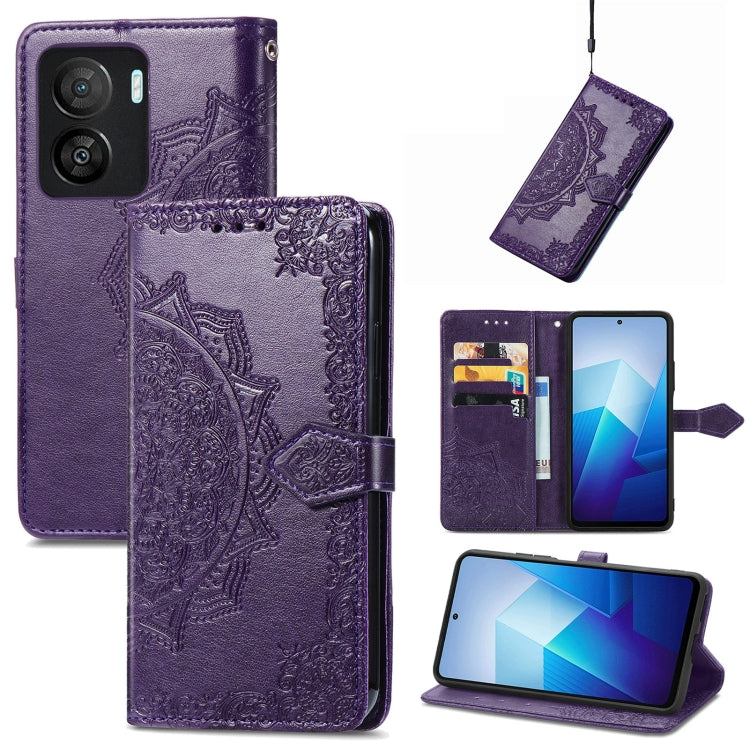 For vivo iQOO Z7 Mandala Flower Embossed Leather Phone Case