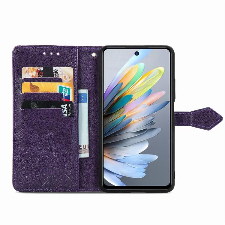 For Motorola Moto G 2025 Mandala Flower Embossed Leather Phone Case