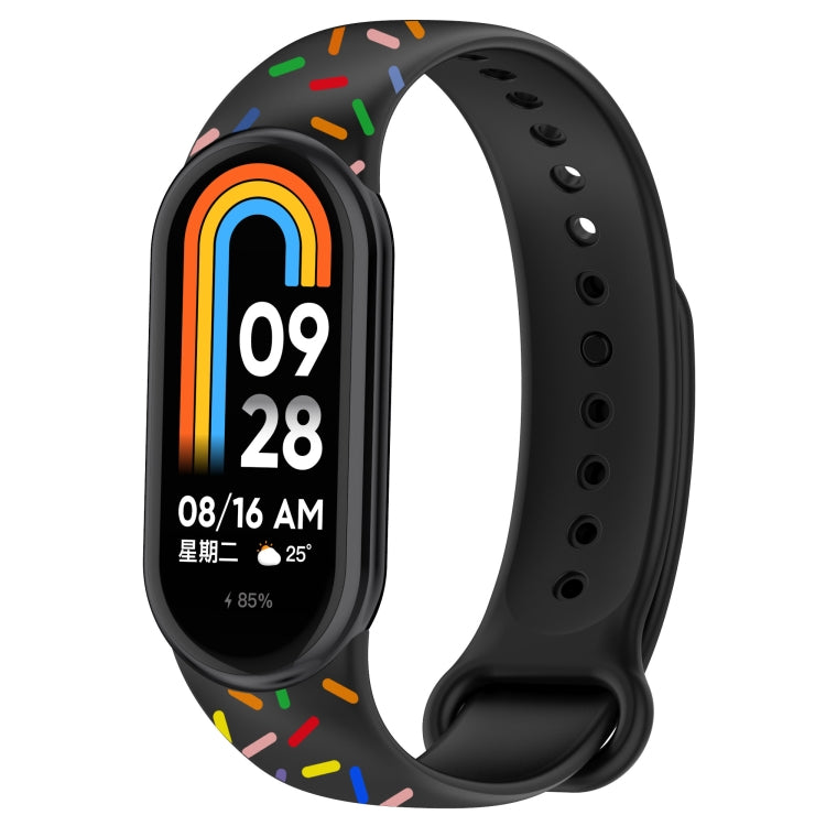 For Xiaomi Band 8 Sports Rainbow Dots Silicone Buckle Watch Band