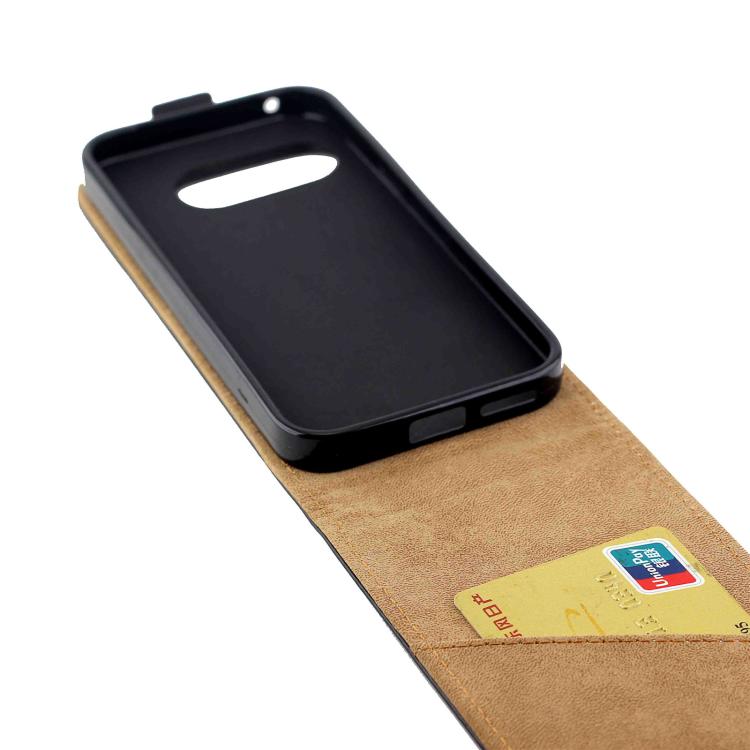 For Googlo Pixel 9a Vertical Flip Leather Phone Case with Card Slot - Black