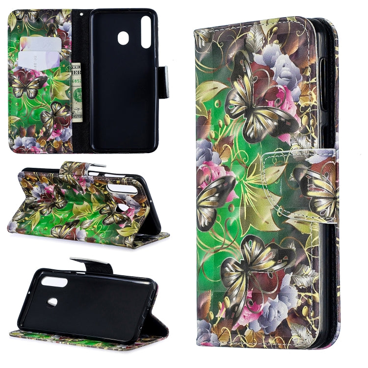 3D Colored Drawing Pattern Horizontal Flip Leather Case for Galaxy M30, with Holder & Card Slots & Wallet