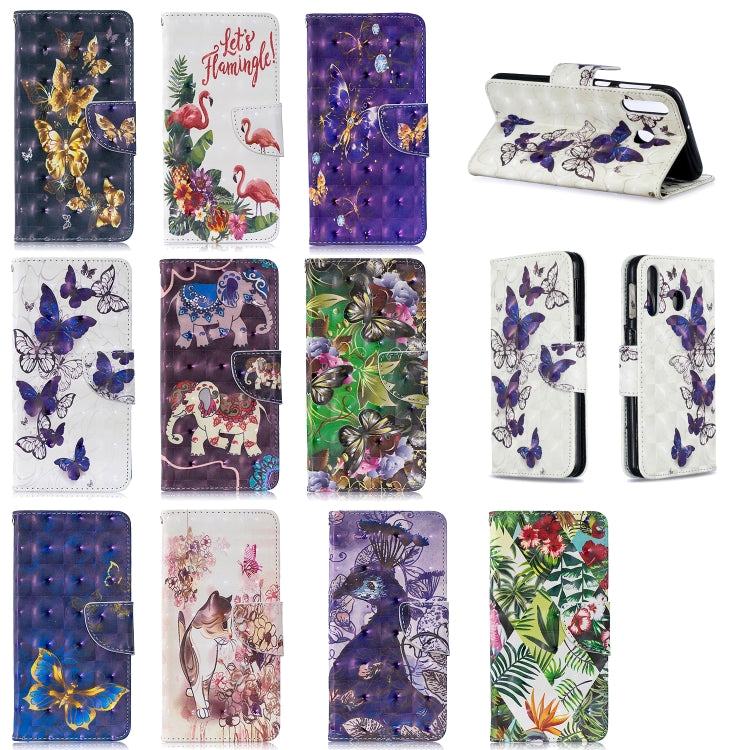 3D Colored Drawing Pattern Horizontal Flip Leather Case for Galaxy M30, with Holder & Card Slots & Wallet