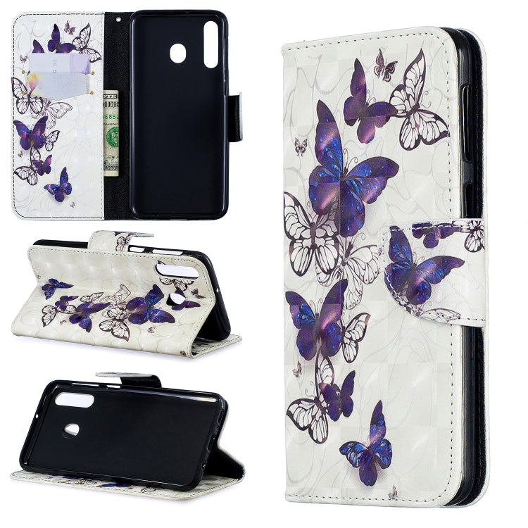 3D Colored Drawing Pattern Horizontal Flip Leather Case for Galaxy M30, with Holder & Card Slots & Wallet