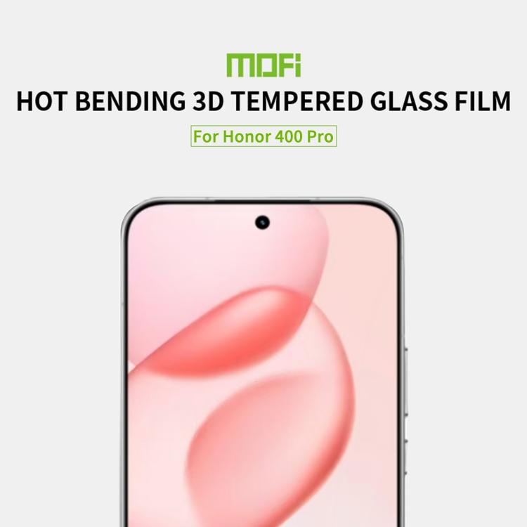 For Honor 400 Pro Global 160.8mm MOFI 9H 3D Hot Bending Tempered Glass Film - Black