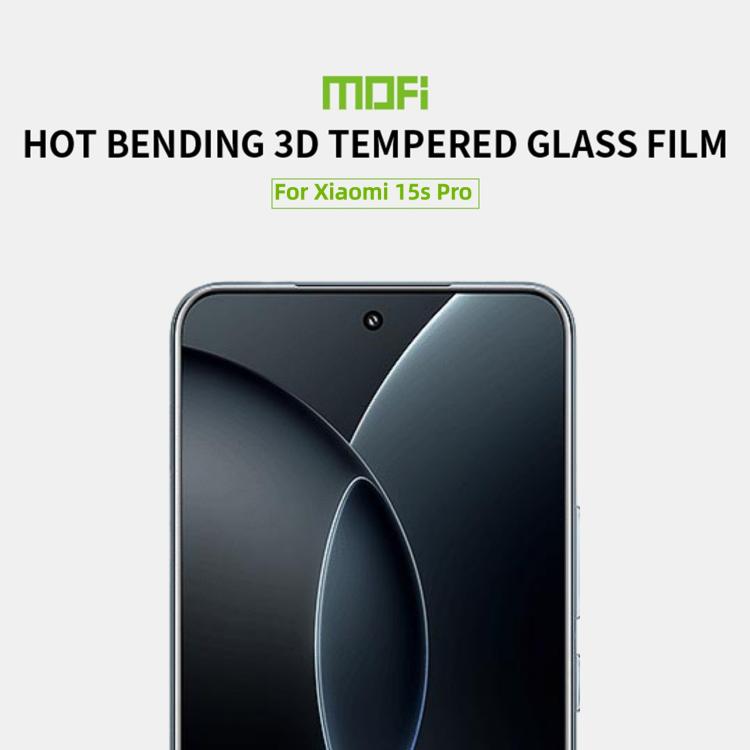 For Xiaomi 15s Pro MOFI 9H 3D Hot Bending Tempered Glass Film - Black