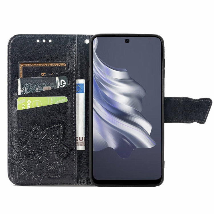 For Tecno Spark 20 Pro Butterfly Love Flower Embossed Leather Phone Case