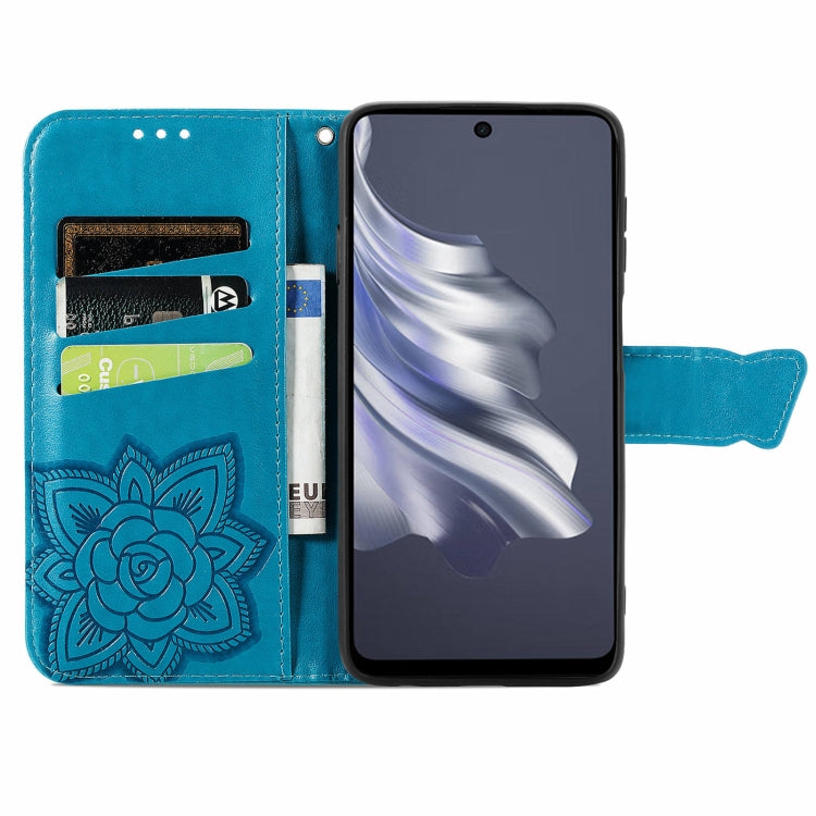 For Tecno Spark 20 Pro Butterfly Love Flower Embossed Leather Phone Case