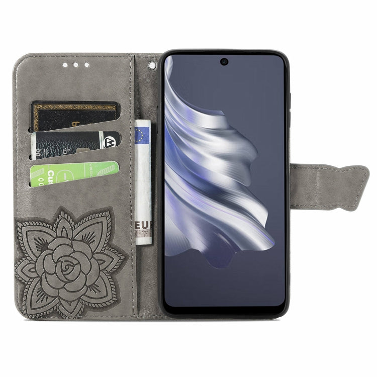 For Tecno Spark 20 Pro Butterfly Love Flower Embossed Leather Phone Case