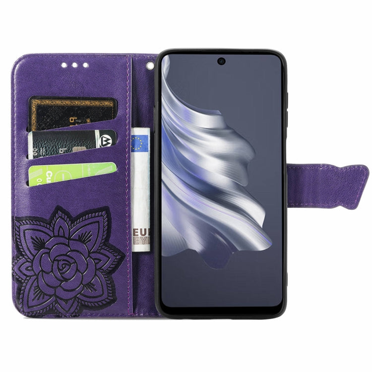 For Tecno Spark 20 Pro Butterfly Love Flower Embossed Leather Phone Case