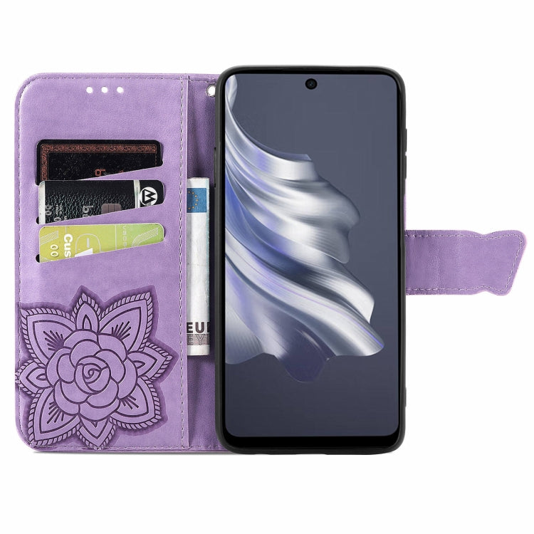 For Tecno Spark 20 Pro Butterfly Love Flower Embossed Leather Phone Case