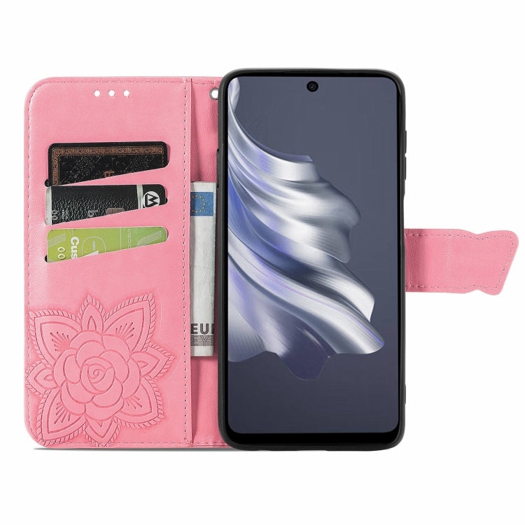 For Tecno Spark 20 Pro Butterfly Love Flower Embossed Leather Phone Case