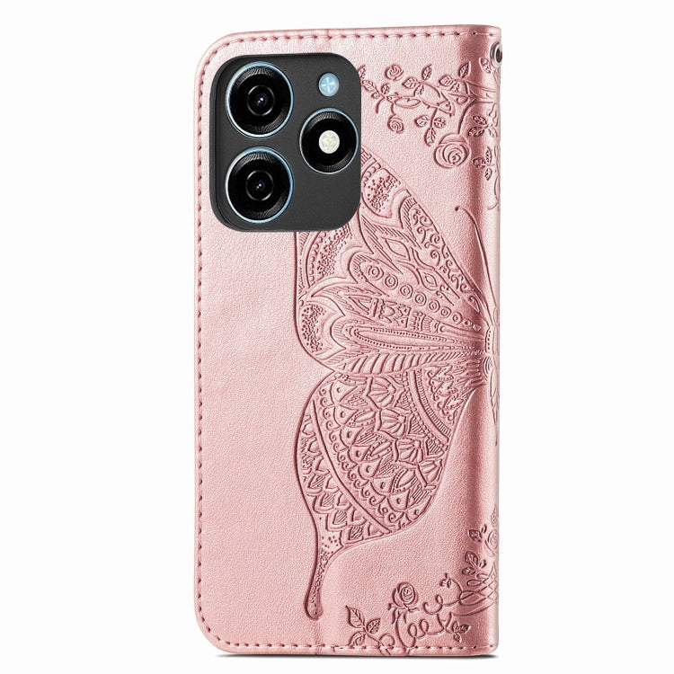 For Tecno Spark 20C Butterfly Love Flower Embossed Leather Phone Case