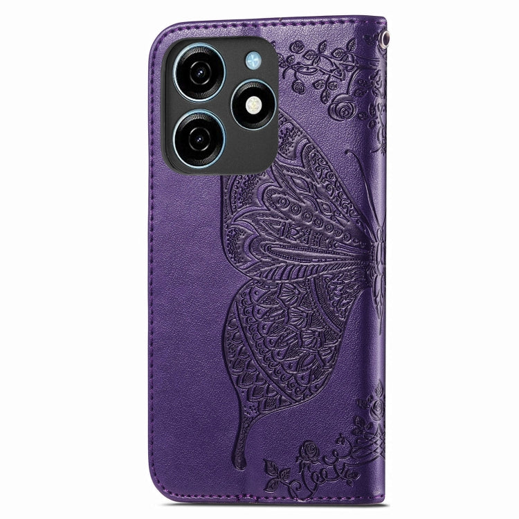 For Tecno Spark 20C Butterfly Love Flower Embossed Leather Phone Case