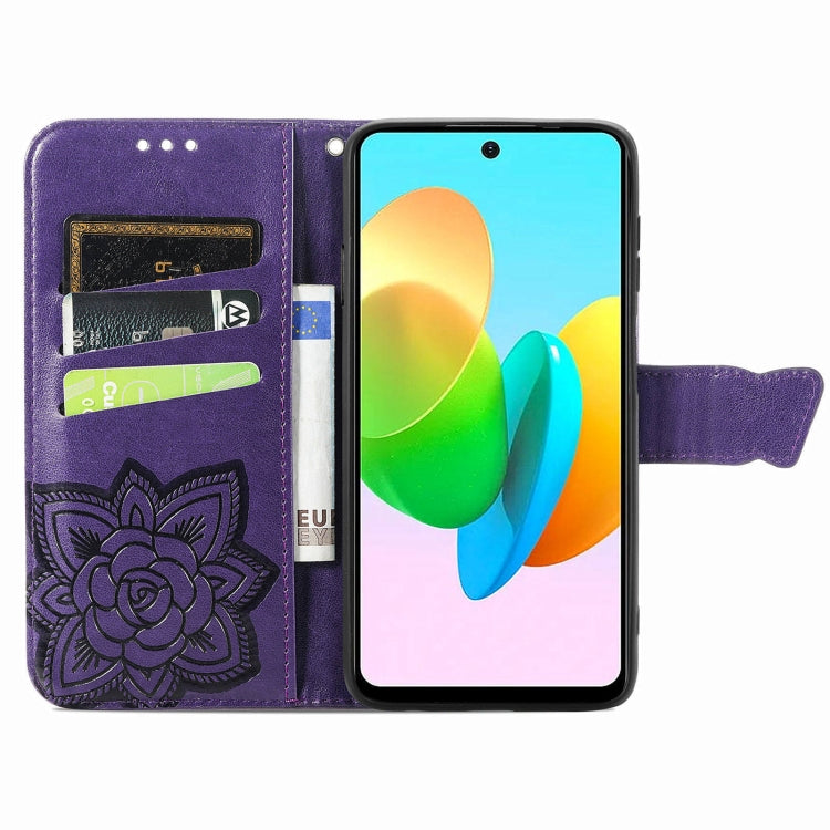 For Tecno Spark 20C Butterfly Love Flower Embossed Leather Phone Case