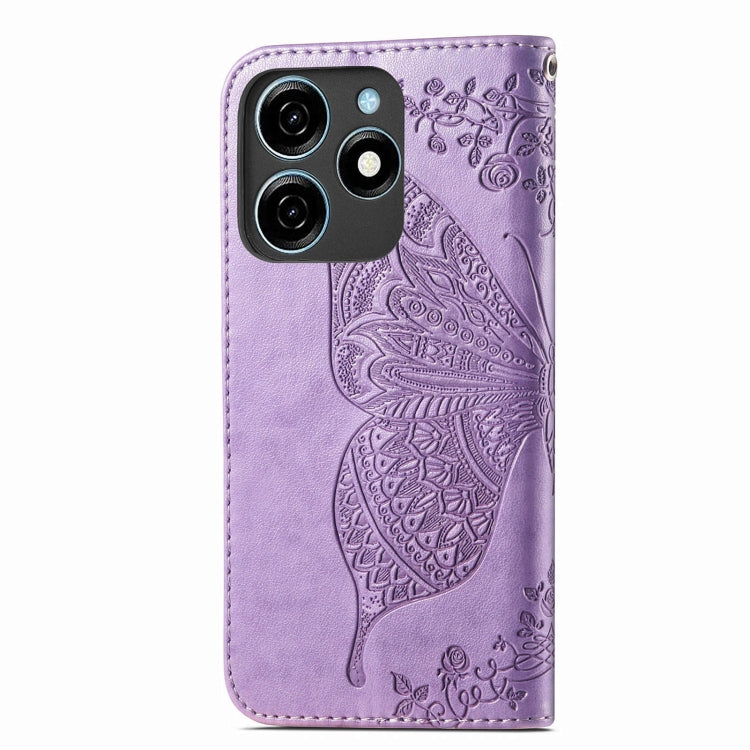 For Tecno Spark 20C Butterfly Love Flower Embossed Leather Phone Case