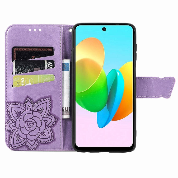 For Tecno Spark 20C Butterfly Love Flower Embossed Leather Phone Case