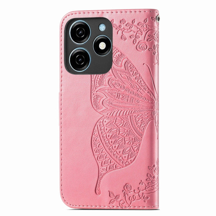 For Tecno Spark 20C Butterfly Love Flower Embossed Leather Phone Case