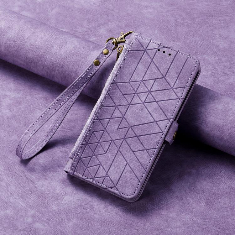 For iPhone 17 Geometric Zipper Wallet Side Buckle Leather Phone Case