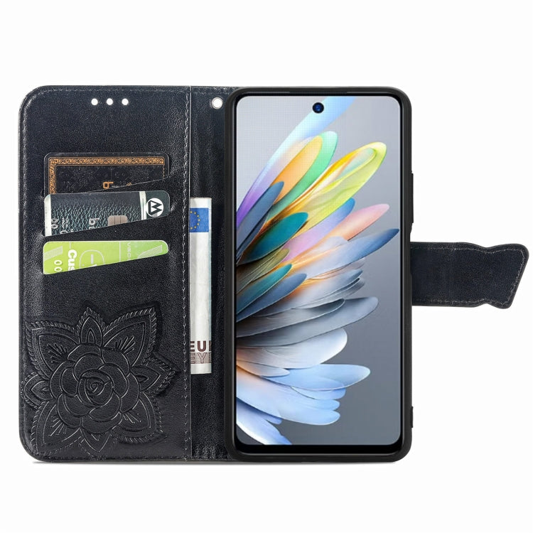 For ZTE Blade A75 4G Butterfly Love Flower Embossed Leather Phone Case