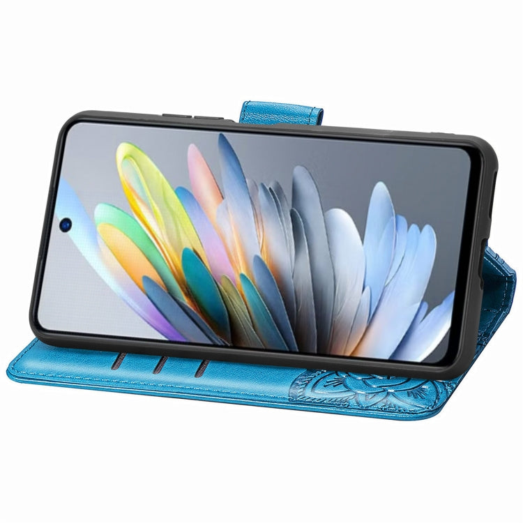 For ZTE Blade A75 4G Butterfly Love Flower Embossed Leather Phone Case