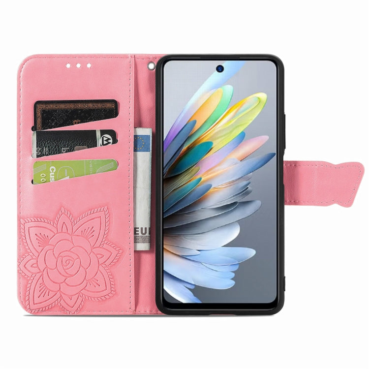For ZTE Blade A75 4G Butterfly Love Flower Embossed Leather Phone Case
