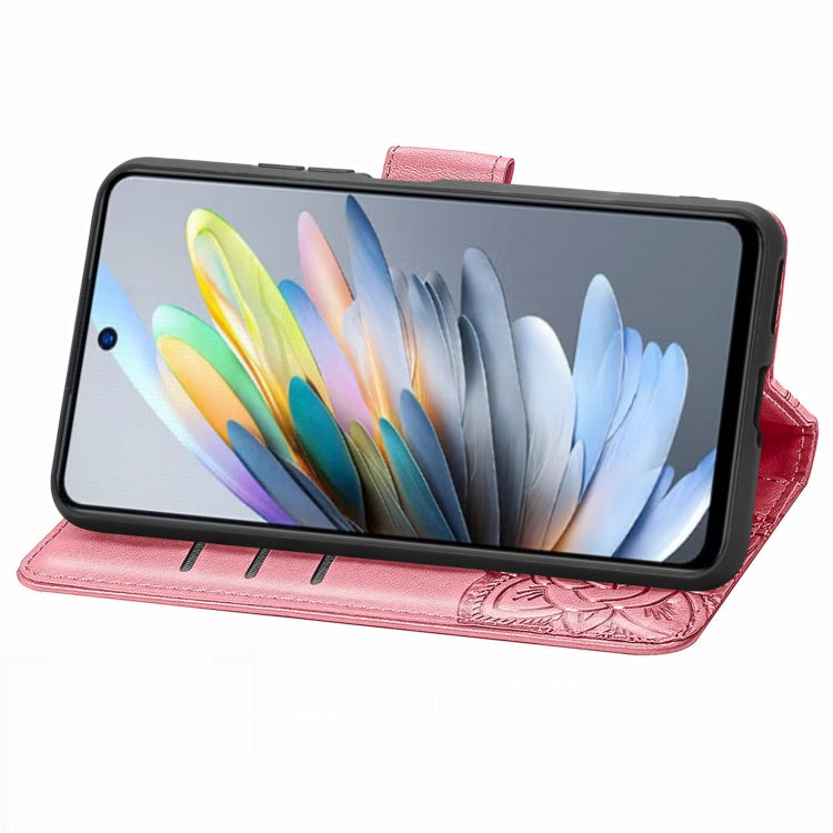 For ZTE Blade A75 4G Butterfly Love Flower Embossed Leather Phone Case
