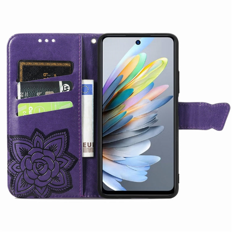 For ZTE Blade A75 4G Butterfly Love Flower Embossed Leather Phone Case