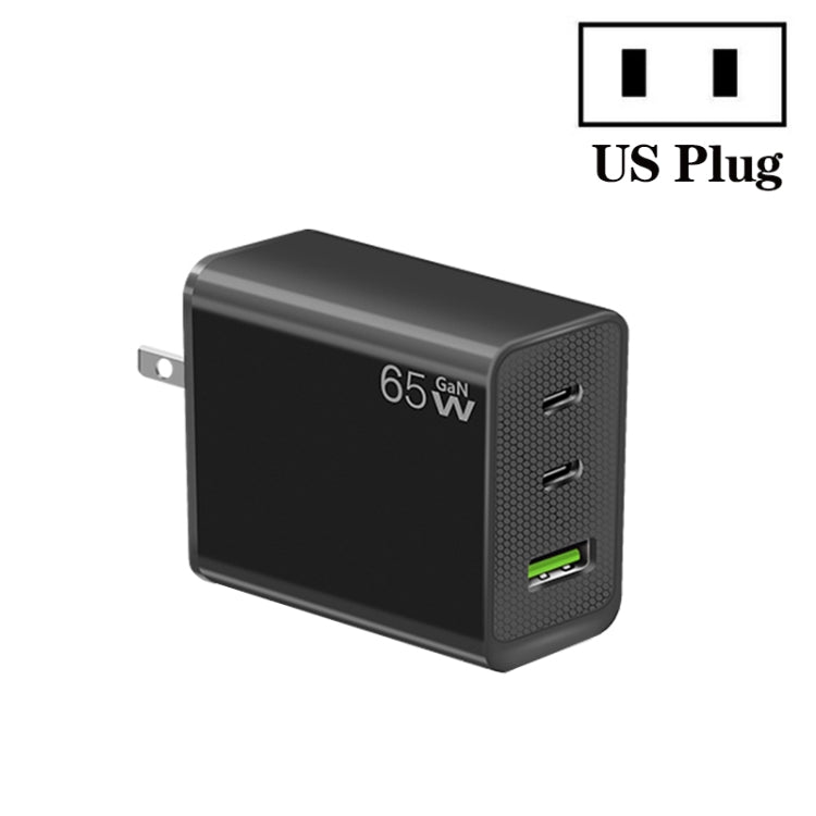 GaN PD65W Type-C x 2 + USB3.0 Laptop Adapter ,US Plug