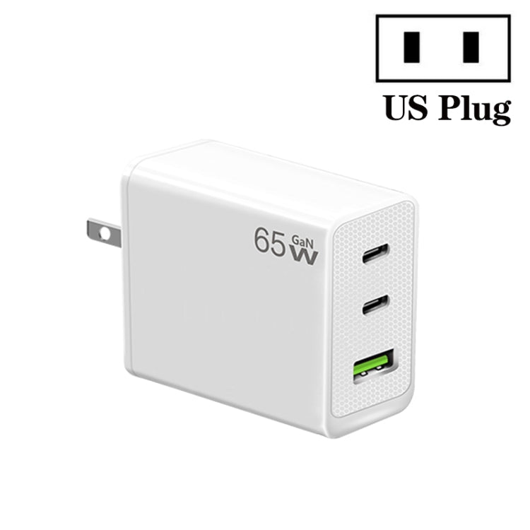 GaN PD65W Type-C x 2 + USB3.0 Laptop Adapter ,US Plug