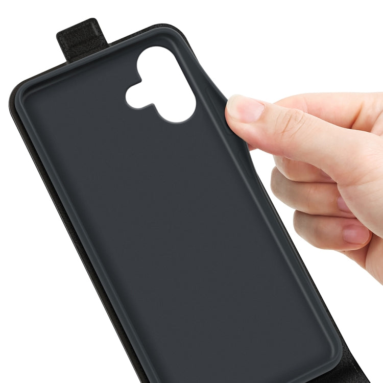 For iPhone 16 R64 Texture Single Vertical Flip Leather Phone Case