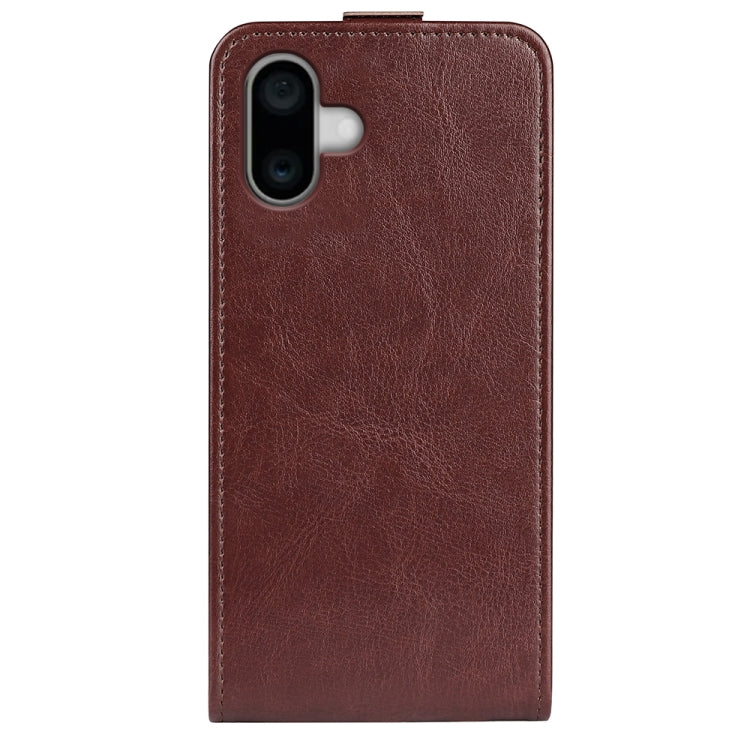 For iPhone 16 R64 Texture Single Vertical Flip Leather Phone Case