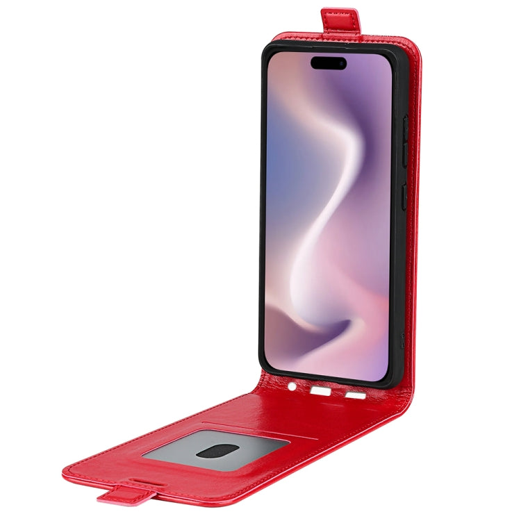 For iPhone 16 Plus R64 Texture Single Vertical Flip Leather Phone Case