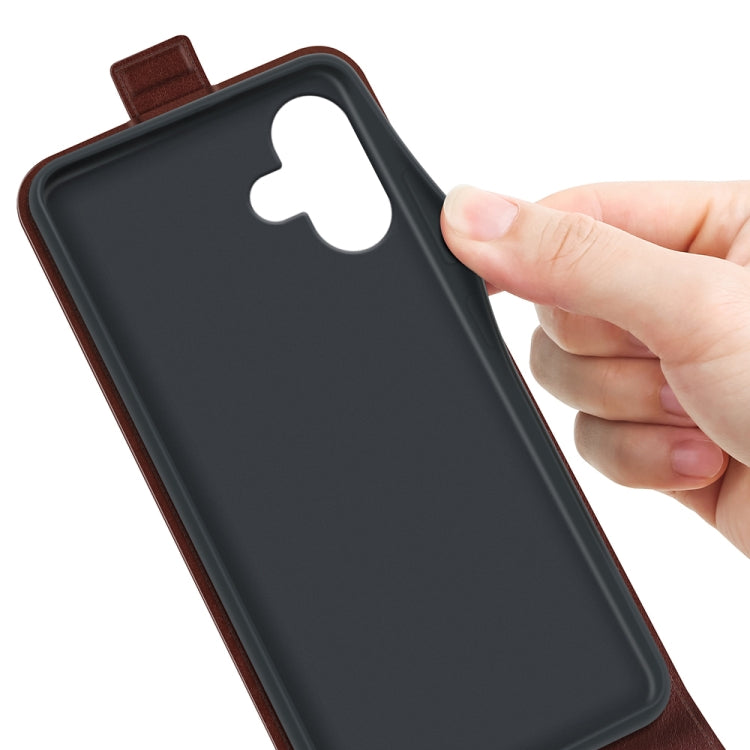 For iPhone 16 Plus R64 Texture Single Vertical Flip Leather Phone Case