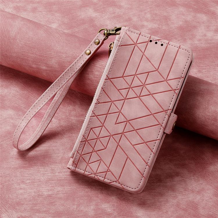 For Google Pixel 9a Geometric Zipper Wallet Side Buckle Leather Phone Case