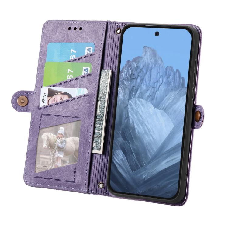 For Google Pixel 10 Pro XL Geometric Zipper Wallet Side Buckle Leather Phone Case