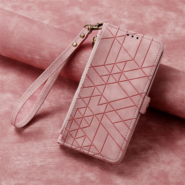 For Google Pixel 10a Geometric Zipper Wallet Side Buckle Leather Phone Case