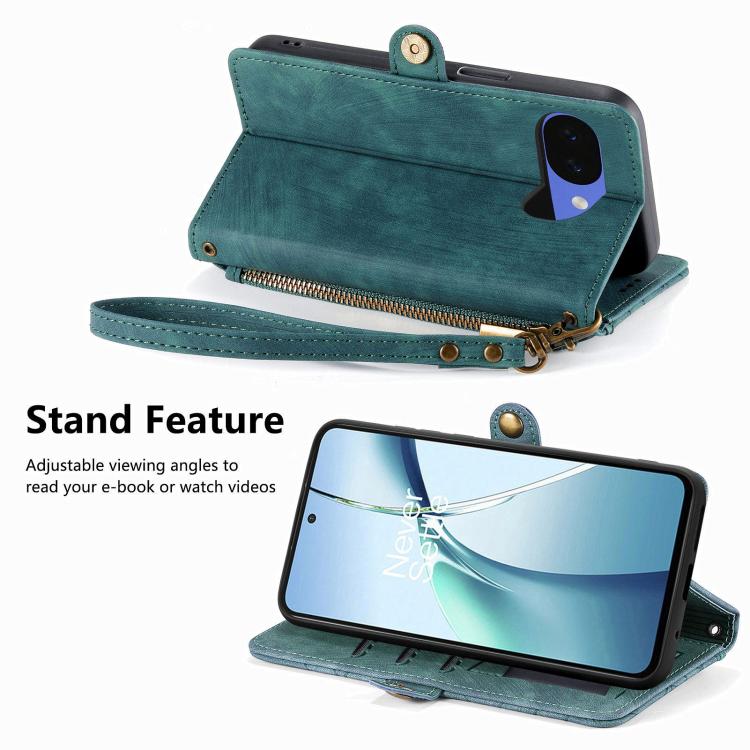 For Google Pixel 10a Geometric Zipper Wallet Side Buckle Leather Phone Case